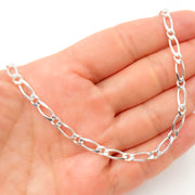 Sterling Silver Figaro Diamond Cut Necklace